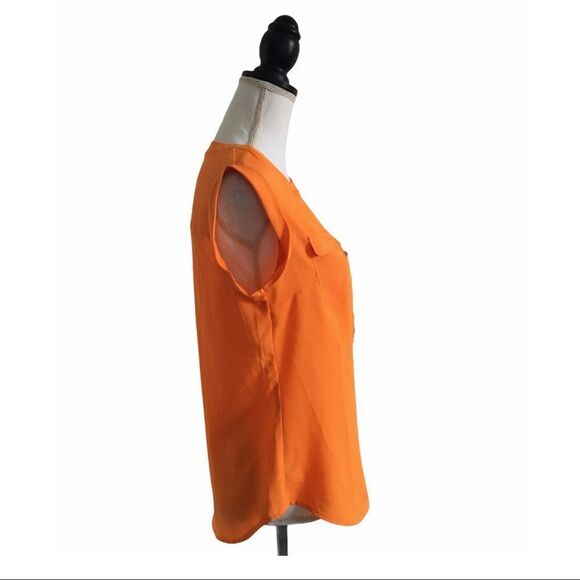 New York & Company Sleeveless Blouse Gold Button Detail Orange Women’s Size XS - Picture 5 of 5